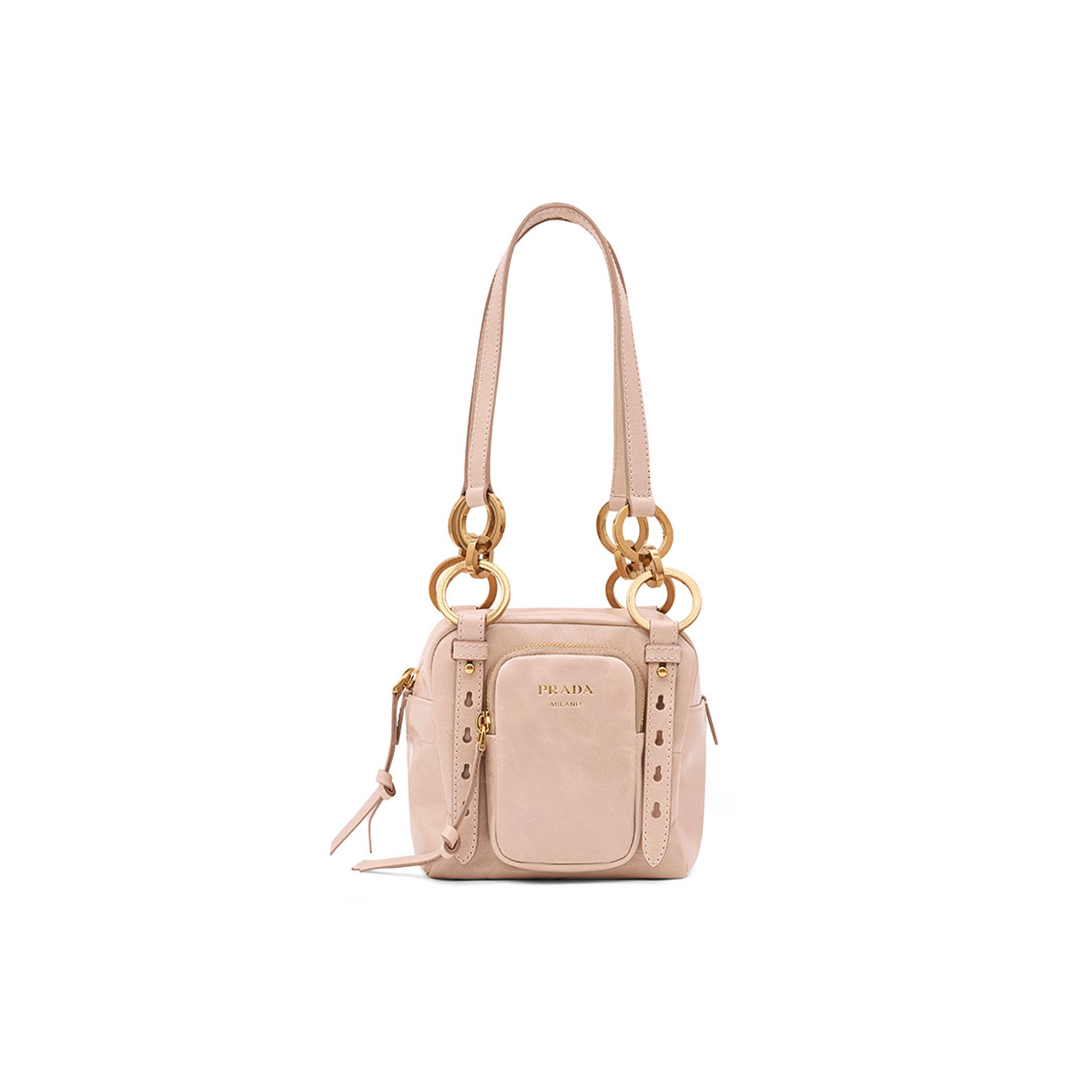 PRADA DANGLE LEATHER TOP-HANDLE MINI-BAGPOWDER PINK  (14.5*14*13.5cm)
